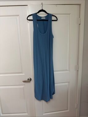 Sleeveless Blue Tank Maxi Dress by Blank (Casual Ribbed)